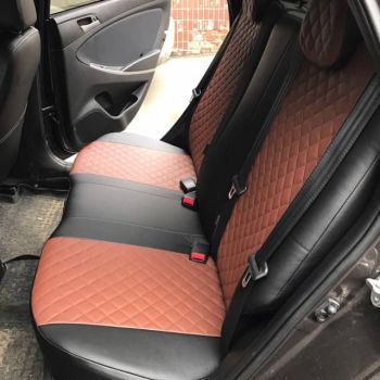 Авточехлы Автопилот Чёрный темно коричневый Ромб