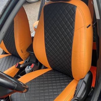 Авточехлы Автопилот оранжевый черный Ромб